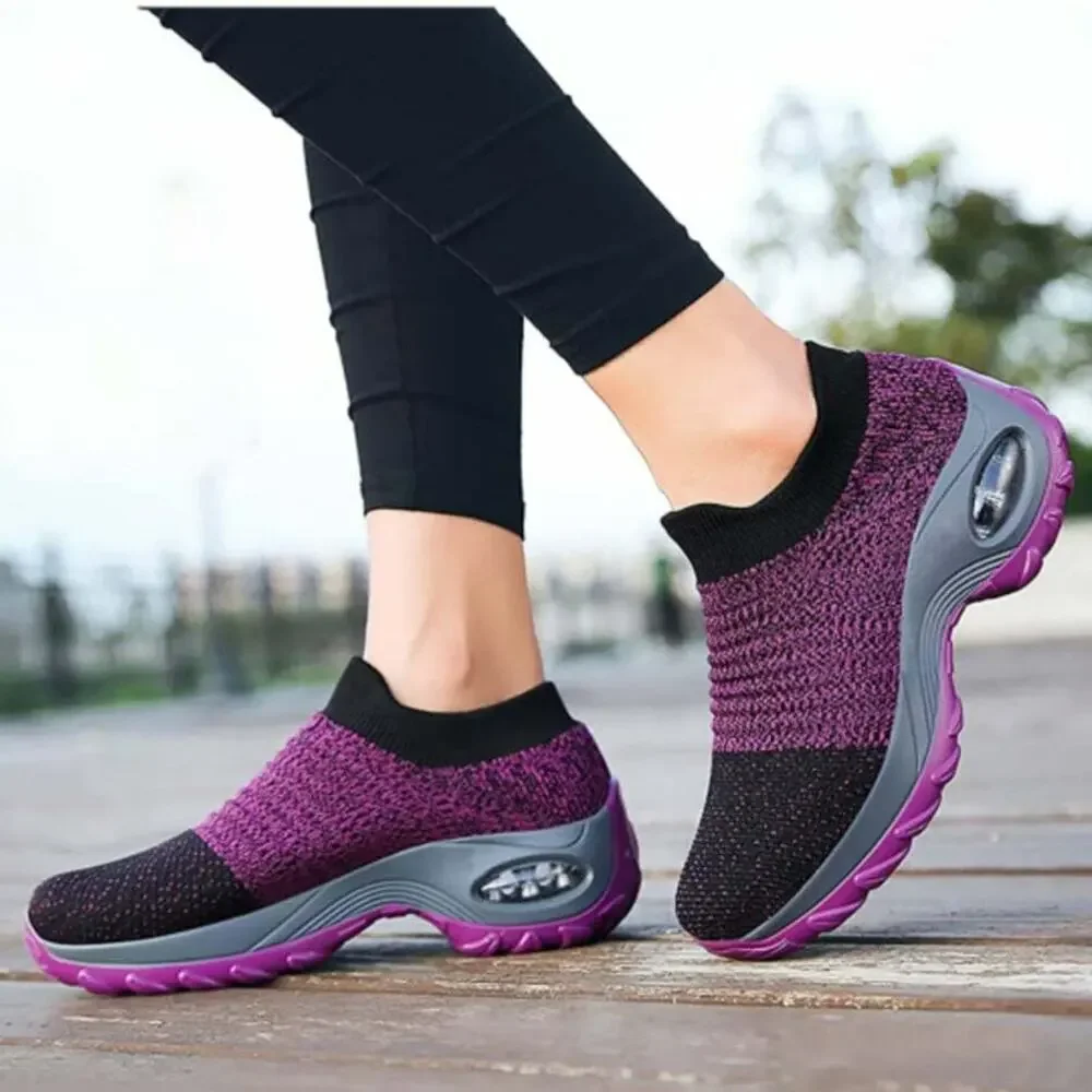 Gloryinterest Walking Shoes for Women Sock‎ Sneakers Purple US size 4.5